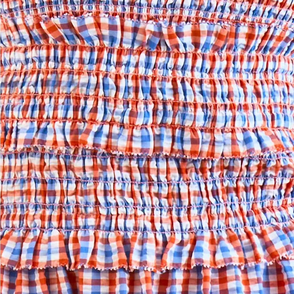 NWT Hunter Bell Francie Sun Dress In Lighthouse Gingham Large L Blue Red July 4 - Picture 5 of 11